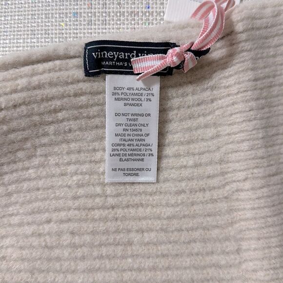 Vineyard Vines OS Ivory Marshmallow Wool Blend Knit Beanie Hat